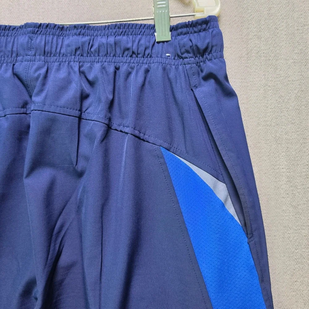 Reebok Athletic Pants Men Large Blue Polyester Spandex Track Joggers